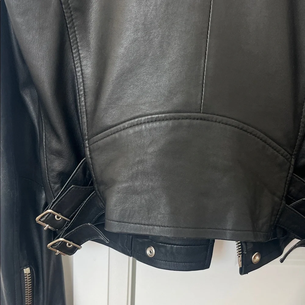 IRO Black Leather Jacket with Silver Accents - Picture 9 of 13